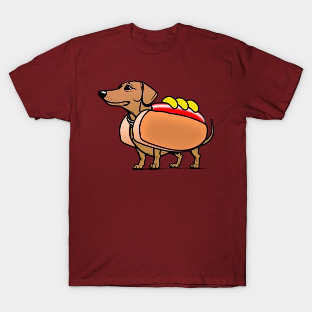 Dachshund Hotdog Sausage T-Shirt by Sanu Designs